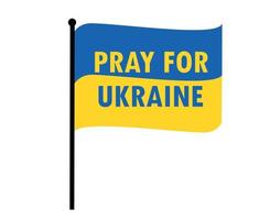 Pray For Ukraine Symbol Emblem With Flag Ribbon Abstract Vector Design