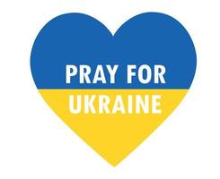 Pray For Ukraine Symbol Emblem Heart With Flag Abstract Vector Design