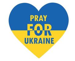 Pray For Ukraine Symbol Emblem With Heart Flag Abstract Vector Design in White Background