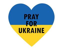 Pray For Ukraine Symbol Emblem With Flag Abstract Vector Design Heart