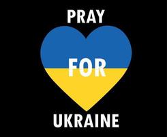 Pray For Ukraine Symbol Emblem Heart With Flag Abstract Vector Design in Black Background