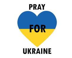 Pray For Ukraine Symbol Emblem Heart With Flag Abstract Vector Design