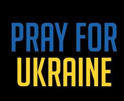 Pray For Ukraine Symbol Emblem Flag Abstract Vector Design in Black Background