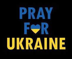 Pray For Ukraine Symbol Emblem With Flag Heart Abstract Vector Design in Black Background