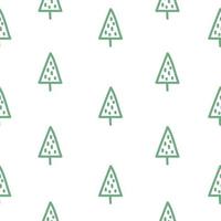 Seamless pattern with Christmas tree. Fur-tree. Fir tree. Doodle style. White background. Vector illustration.