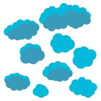 nubes de dibujos animados en estilo plano aislado sobre fondo blanco. vector