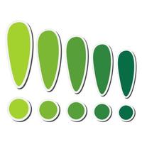 Green sticker exclamation marks set. vector