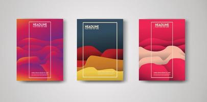 Set poster design with Liquid gradation color abstract background. Futuristic and elegant design vector