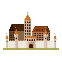 Cute flat castle isolated on white background. vector