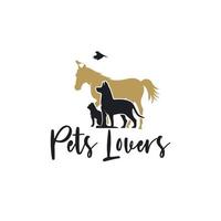 Pet Logo Dog, cat, horse, bird animal logo Pet Icon, Vector illustration