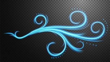 Abstract blue floral swirl, Glowing design element. Vector Illustration