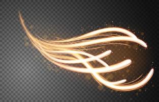 Abstract gold wavy line of light with a dark background, isolated and easy to edit. Vector Illustration