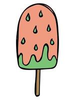 Vector hand drawn ice cream illustration isolated on white backgrounds. Cute colorful dessert clipart. For print, web, design, decor, logo.