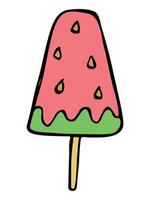 Vector hand drawn ice cream illustration isolated on white backgrounds. Cute colorful dessert clipart. For print, web, design, decor, logo.