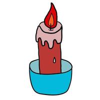 Cartoon doodle linear candle isolated on white background. vector