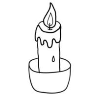Cartoon doodle linear candle isolated on white background. vector
