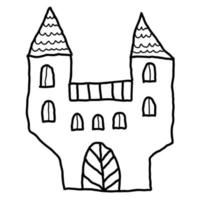 dibujos animados doodle castillo lineal aislado sobre fondo blanco. vector