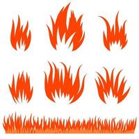 Collection of Fire and Flame icons in flat style isolated on white background. vector