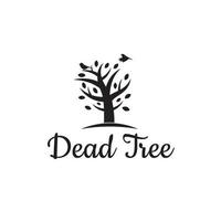 imagen abstracta del logotipo del árbol muerto y pájaro volador vector