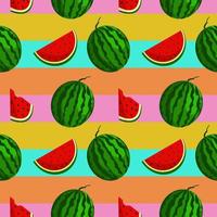 Vector watermelon background with black seeds. Seamless watermelons pattern. Vector background with watermelon slices. Vector seamless pattern of fruit watermelon