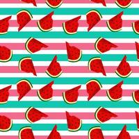 Vector watermelon background with black seeds. Seamless watermelons pattern. Vector background with watermelon slices. Vector seamless pattern of fruit watermelon