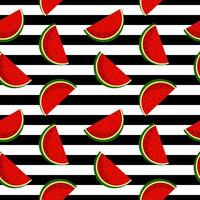 Vector watermelon background with black seeds. Seamless watermelons pattern. Vector background with watermelon slices. Vector seamless pattern of fruit watermelon