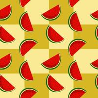 Vector watermelon background with black seeds. Seamless watermelons pattern. Vector background with watermelon slices. Vector seamless pattern of fruit watermelon