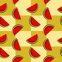 Vector watermelon background with black seeds. Seamless watermelons pattern. Vector background with watermelon slices. Vector seamless pattern of fruit watermelon