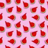 Vector watermelon background with black seeds. Seamless watermelons pattern. Vector background with watermelon slices. Vector seamless pattern of fruit watermelon