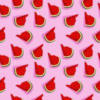 Vector watermelon background with black seeds. Seamless watermelons pattern. Vector background with watermelon slices. Vector seamless pattern of fruit watermelon