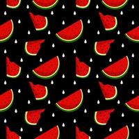 Vector watermelon background with black seeds. Seamless watermelons pattern. Vector background with watermelon slices. Vector seamless pattern of fruit watermelon