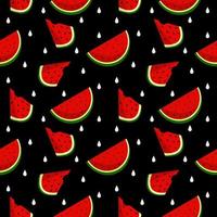 Vector watermelon background with black seeds. Seamless watermelons pattern. Vector background with watermelon slices. Vector seamless pattern of fruit watermelon