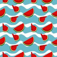 Vector watermelon background with black seeds. Seamless watermelons pattern. Vector background with watermelon slices. Vector seamless pattern of fruit watermelon