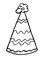 Hand drawn party hat illustration isolated on a white background. Birthday cap doodle. Holiday clipart. vector