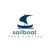 Traditional sailing boat logo design silhouette vector illustration