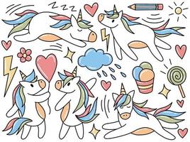 Unicorn Doodle Clip Art Collection vector