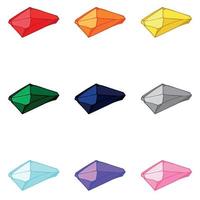 Hand drawn crystals set. Geometric gems diamonds vector illustrations collection. Colorful shard of glass. For geology, jewelry store, decoration, game, web.