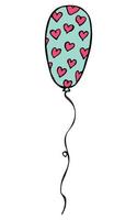 Hand drawn flying balloon illustration isolated on a white background. Valentine's day balloon doodle. Holiday clipart. vector