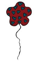Hand drawn flying balloon illustration isolated on a white background. Valentine's day balloon doodle. Holiday clipart. vector