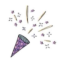 Vector hand drawn firework clipart. Cute colorful illustration isolated on white background. For greeting cards, print, web, design, decor.