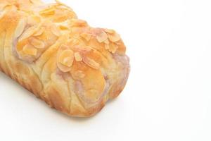 taro toast bread on white background photo
