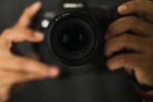 Close up of hand holding camera photo