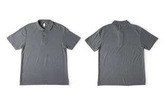 Realistic Grey polo shirt mockup front and back view isolated on white background with clipping path photo