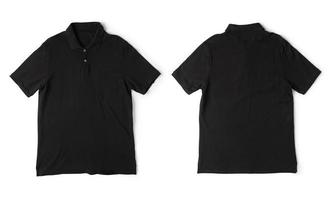 vista frontal y posterior de la maqueta de la camiseta de polo negra realista aislada en fondo blanco con trazado de recorte foto