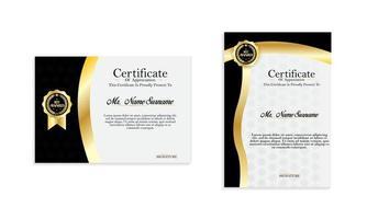 plantilla de certificado de diploma negro y dorado elegante moderno vector