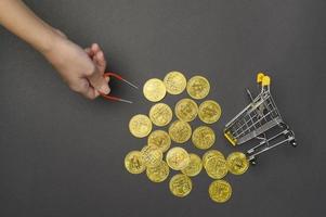 Cryptocurrency bitcoin the future coin,bitcoin mining and Technology global network connections concept photo