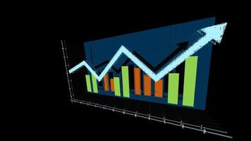 Stock market diagram. Financial chart with up trending arrow photo
