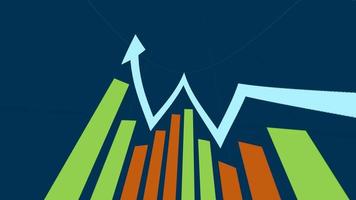 Stock market diagram. Financial chart with up trending arrow photo