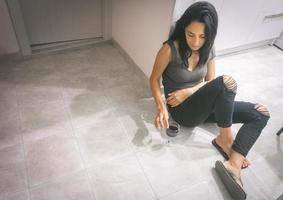 woman alone drink wine photo