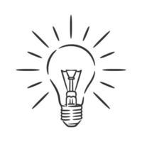 Line art drawing of light bulb symbol idea vector